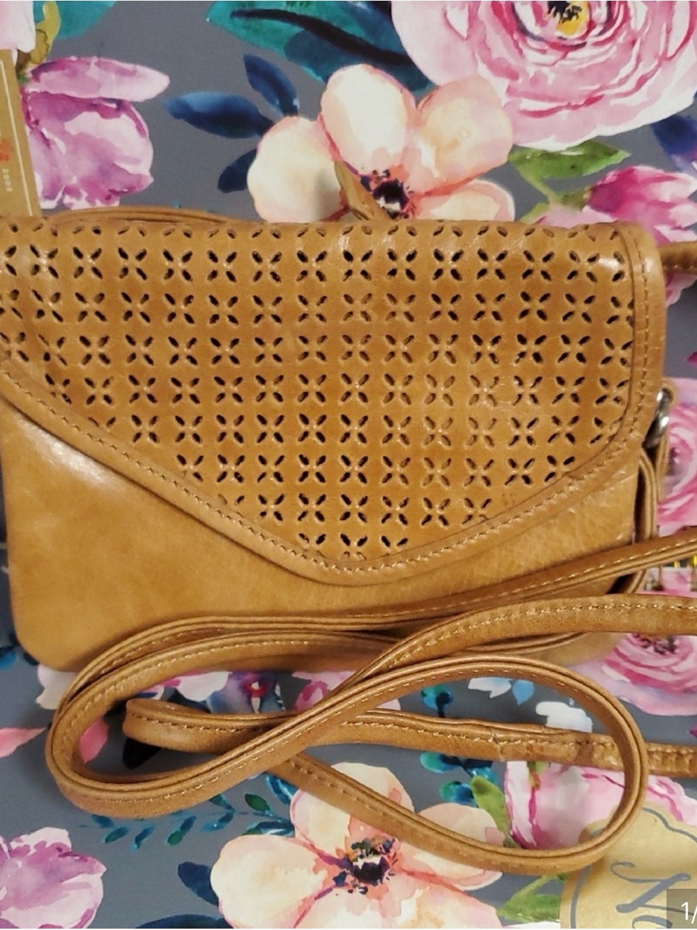 HOBO Small Leather Crossbody Bag with Laser-Cut Detail NWOT